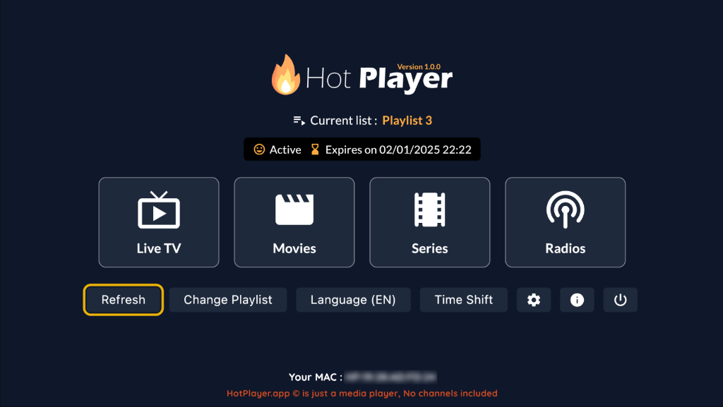 Hot Player UI Mockup